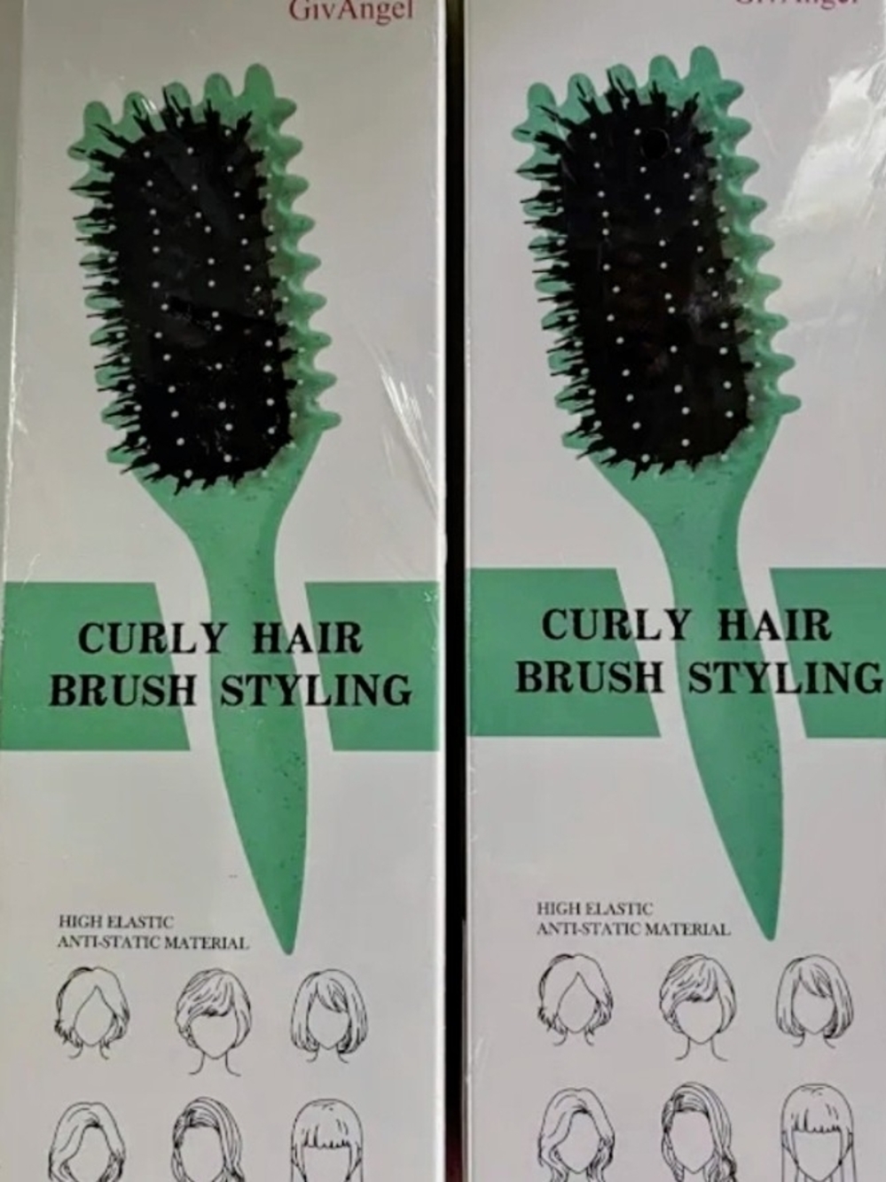 2 Curly Hair Brush Styling - Mint Green and Black